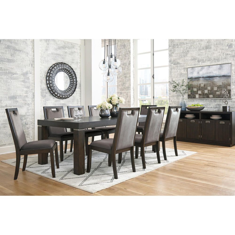 Ashley Hyndell Upholstered Side Chair with Faux Velvet Upholstery in Dark Brown Finish, , large