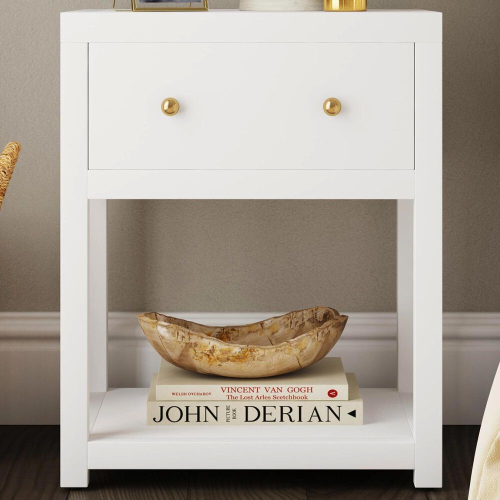 Butler Specialty Company Nora 1-Drawer 21" Nightstand in Smooth White, , large
