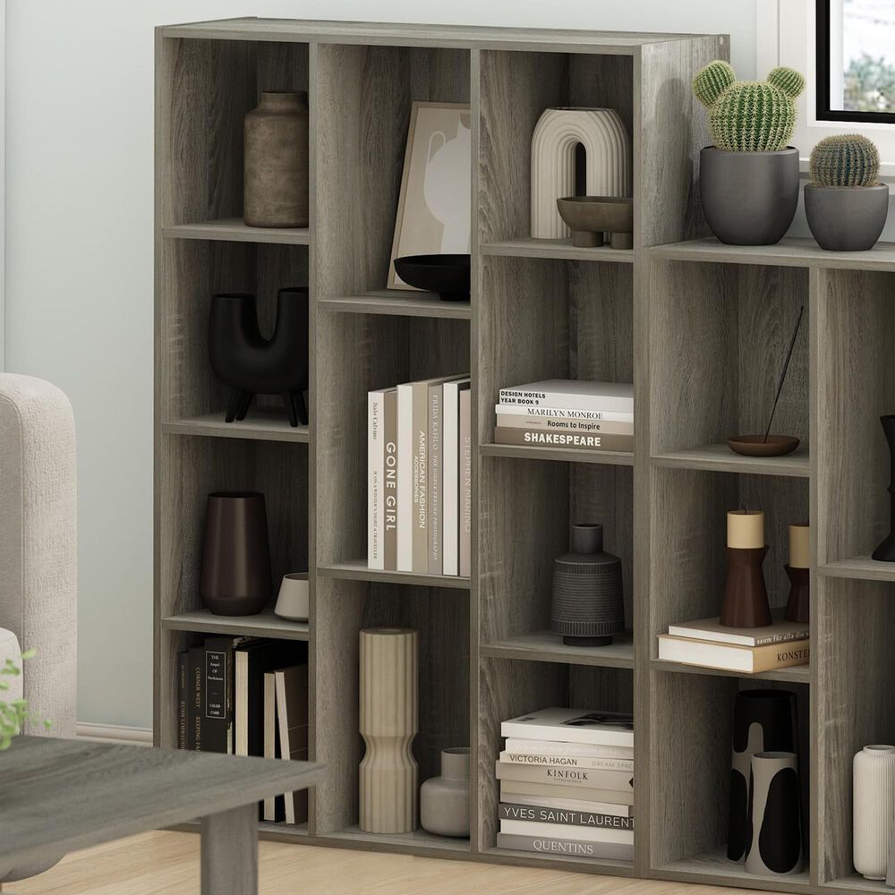 HOMLUX 11-Cube Reversible Open Shelf Bookshelf in French Oak, , large