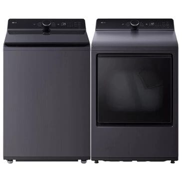 LG 5.5 Cu. Ft. Top Load Washer and 7.3 Cu. Ft. Electric Dryer with AI Sensing in Matte Black, , large