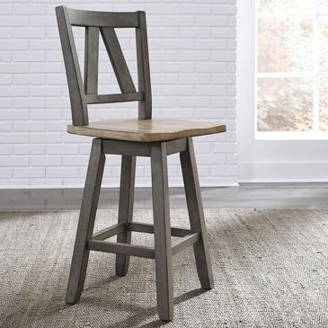 Belle Furnishings Lindsey Farm Counter Height Swivel Chair in Gray and Sandstone, , large