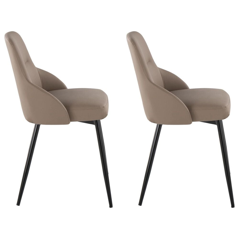 Lumisource York Side Chair with Brown Upholstered in Black (Set of 2), , large