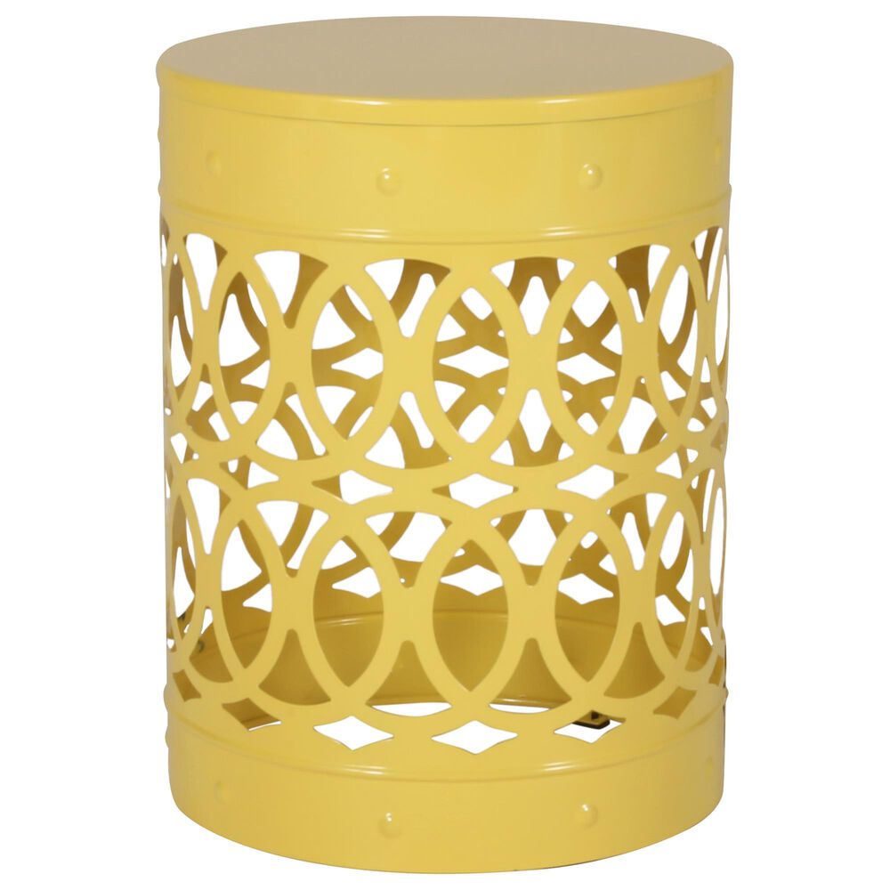 Hearth and Haven Outdoor End Table with Overlapping Circle Design in Yellow (Set of 2), , large