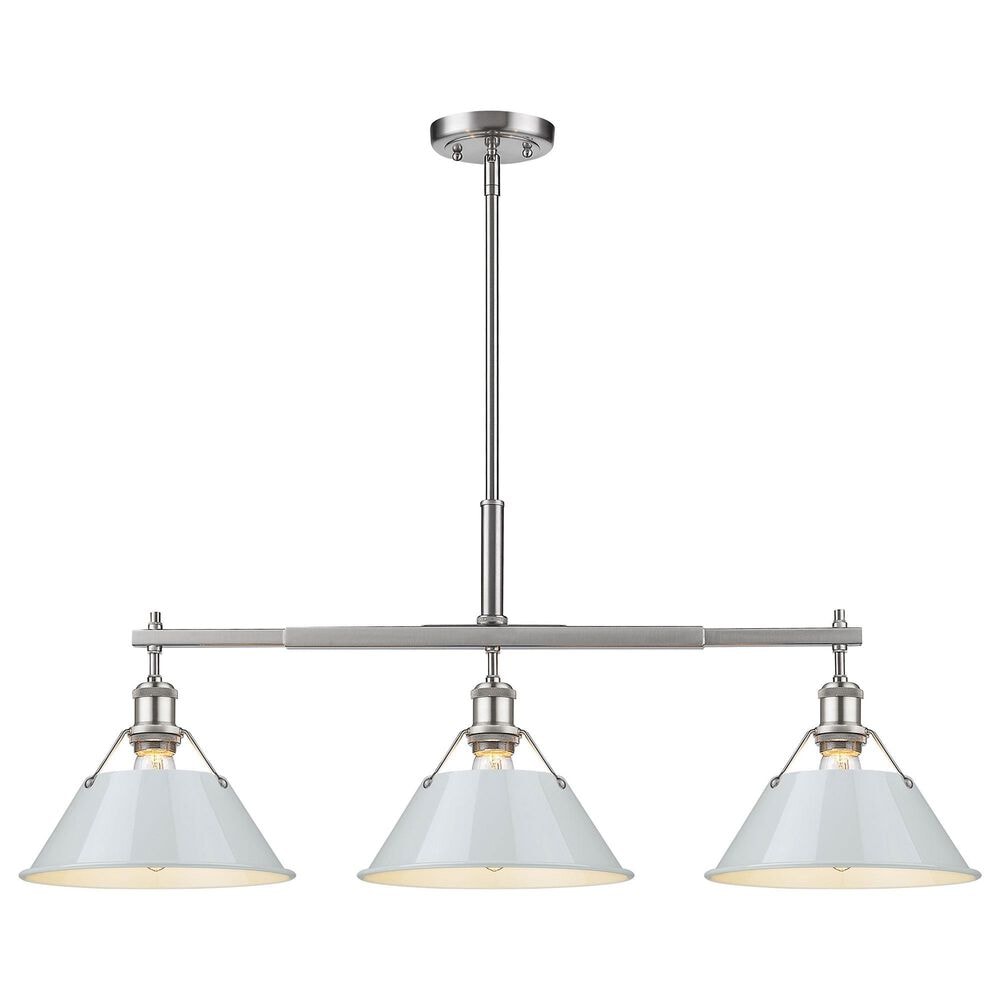 Golden Lighting Orwell 3-Light Linear Pendant with Dusky Blue Shade in Pewter, , large