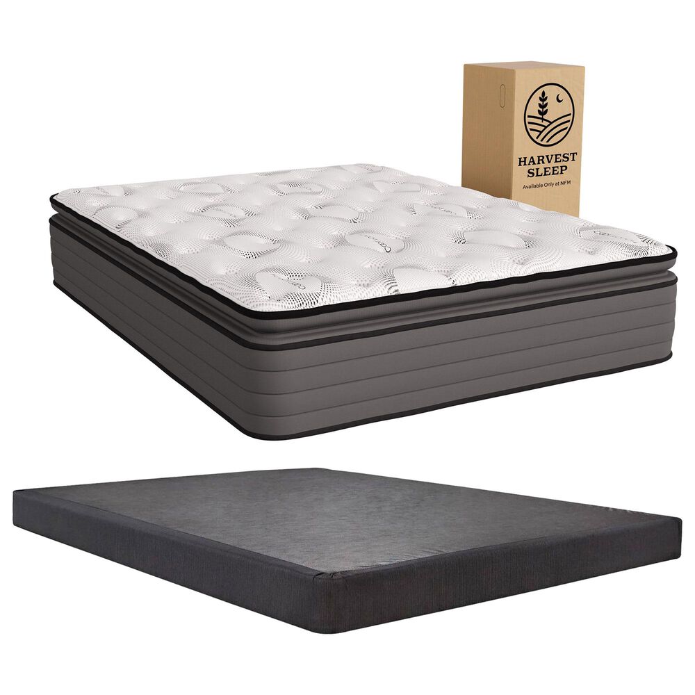 Harvest Sleep Jasmine Plush Pillow Top Queen Mattress with Low Profile Box Spring, , large