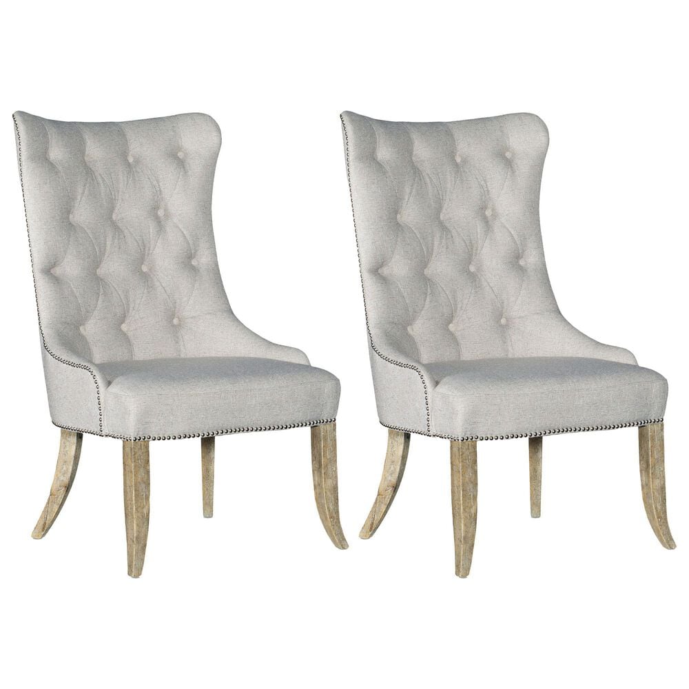 Hooker Furniture Castella Tufted Side Chair with Natural Tan Cushion in Antique Slate (Set of 2), , large