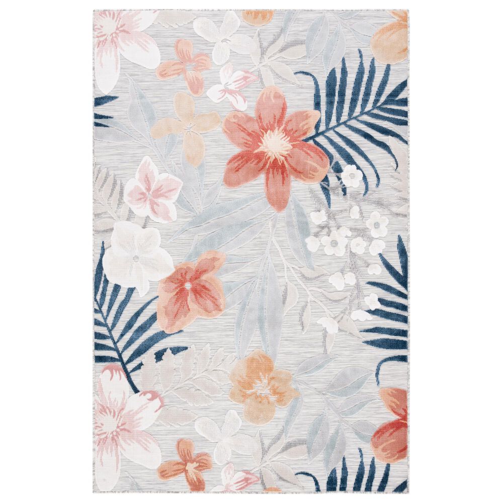 Safavieh Cabana CBN454G 6"6" x 9"6" Grey and Rust Indoor/Outdoor Area Performance Rug, , large