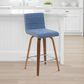 Armen Living Vienna Swivel Counter Height Stool with Vintage Blue Upholstery in Walnut, , large