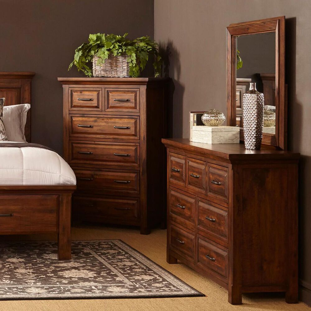 Napa Furniture Design Hillcrest Dresser and Mirror in Dark Chestnut, , large