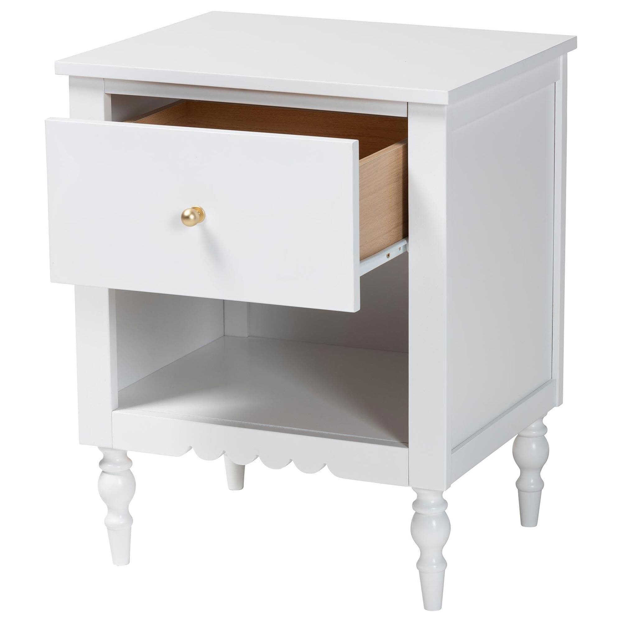 Nobtin Baxton Studio Roni 1-Drawer Nightstand in White