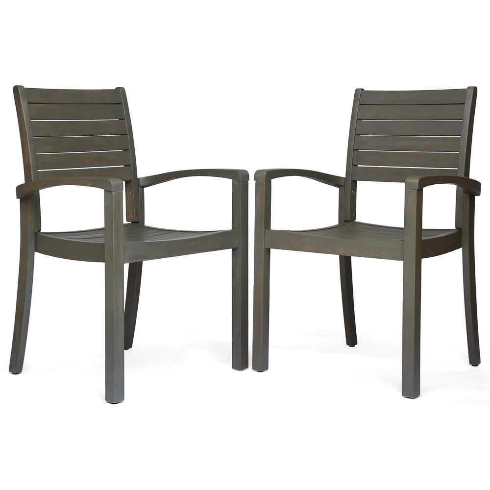 Noble House Miguel Patio Dining Chair in Grey (Set of 2), , large
