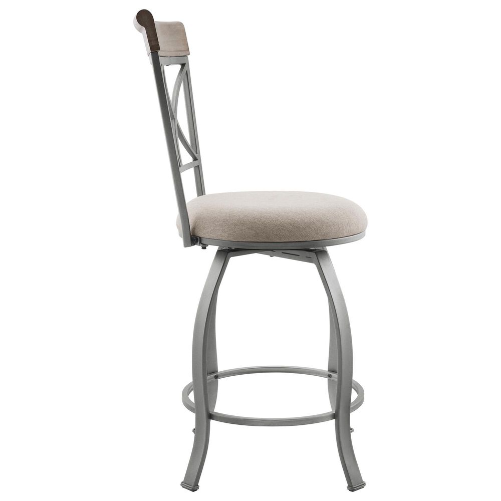 Linon Home Decor Hamilton Swivel Counter Stool in Pewter and Grey Wash, , large