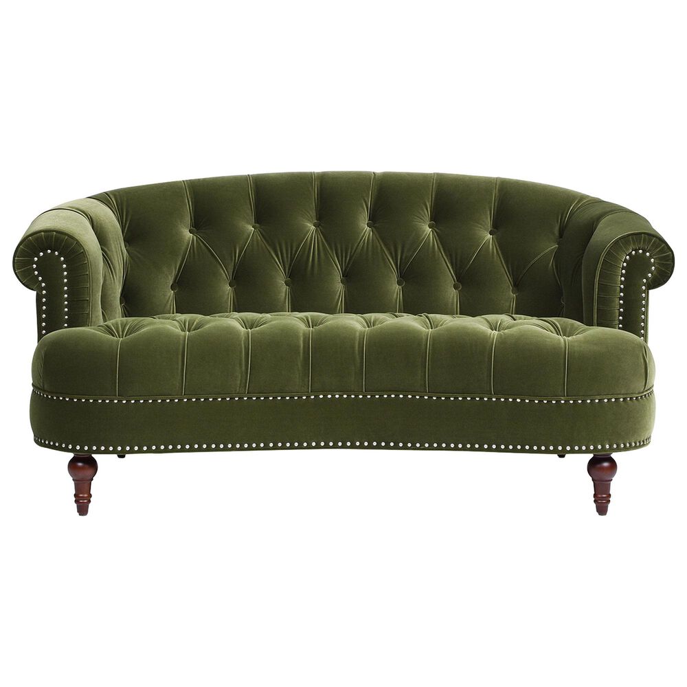 Jennifer Taylor Home La Rosa Stationary Loveseat in Olive Green Velvet, , large