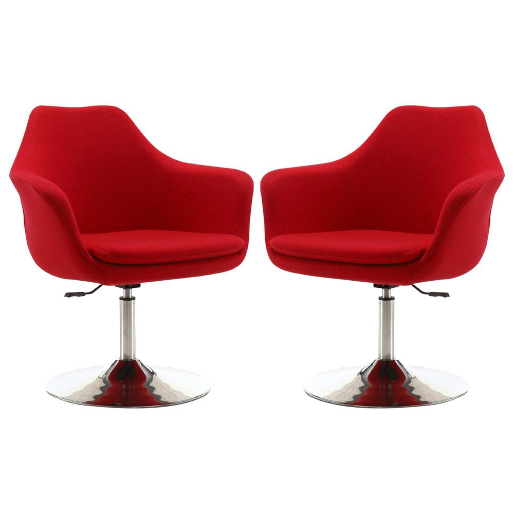 Dayton Kinsey Adjustable Swivel Accent Chair in Red (Set of 2), , large