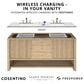 James Martin Vanities Chicago 60" Single Bathroom Vanity in Glossy White with 3 cm Eternal Jasmine Pearl Quartz Top, Rectangular Sink and FreePower Wireless Charger, , large