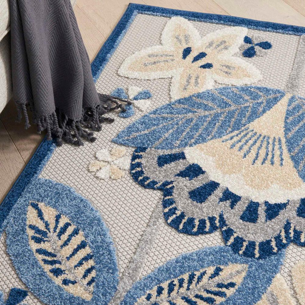 Nourison Aloha ALH25 12&#39; x 15&#39; Blue and Grey Indoor/Outdoor Area Rug, , large