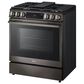 LG 2-Piece Kitchen Package with 6.3 Cu. Ft. Smart Slide-In Gas Range and 2.1 Cu. Ft. Smart Over-the-Range Microwave in Black Stainless Steel, , large