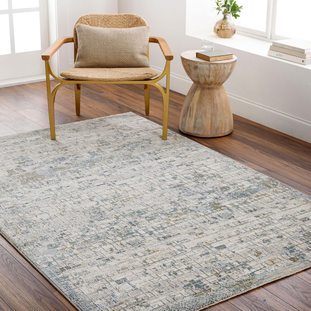Surya Dresden Taupe, Off-White, Light Gray, Deep Teal, Dusty Sage, Ink Blue and Mustard 6&#39;7&quot; x 9&#39;6&quot; Area Rug, , large