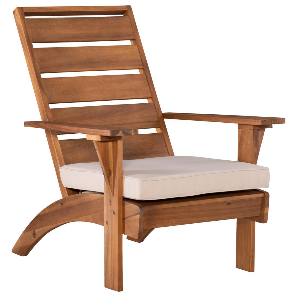 Linon Home Decor Rockport Patio Arm Chair with Natural Frame in Beige, , large