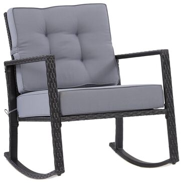 CorLiving Parksville Patio Rocking Chair in Black/Ash Gray, , large