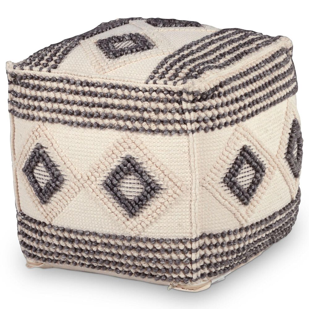 Steve Silver Dalia Pouf in Ivory, Gray, and Black, , large