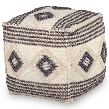 Steve Silver Dalia Pouf in Ivory, Gray, and Black, , large