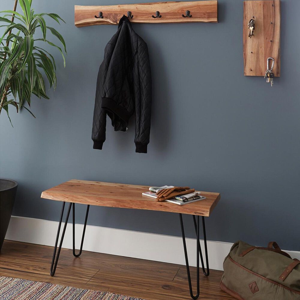 Bolton Furniture Hairpin 36" Bench and Coat Hook Set in Natural, , large