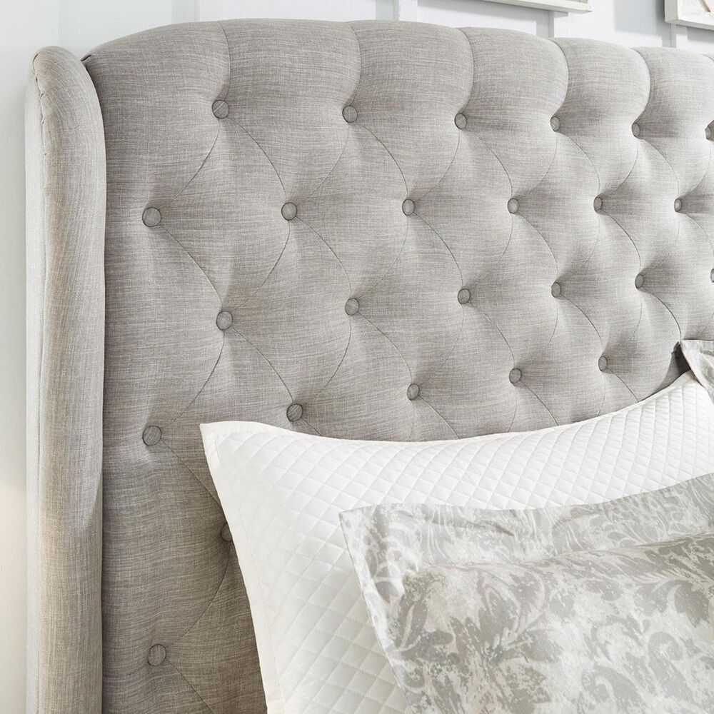 Signature Design by Ashley Jerary Queen Wingback Upholstered Bed in Light Gray, , large