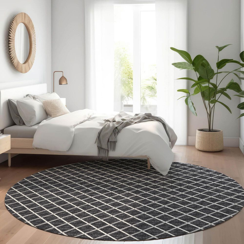 Dalyn Rug Company York 4&#39; Round Black Indoor/Outdoor Area Rug, , large