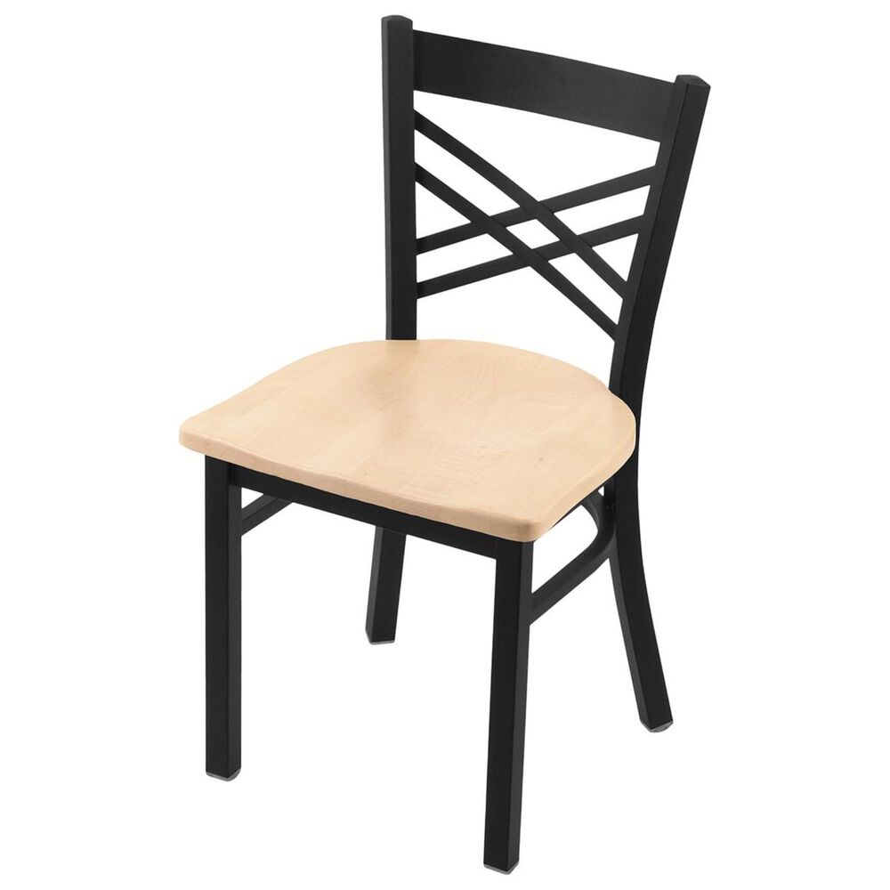 Holland Bar Stool 620 Catalina 18" Chair with Black Wrinkle and Natural Maple Seat, , large