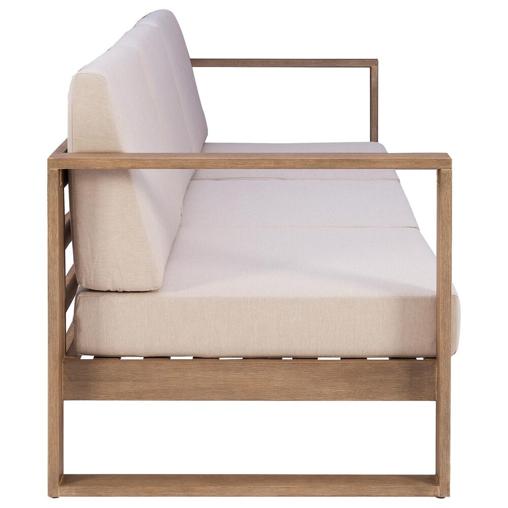 Linon Home Decor Silas 3-Seater Outdoor Sofa with Beige Cushions in Natural, , large