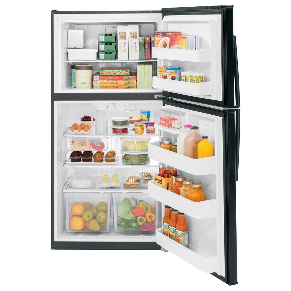 GE Appliances 21.1 Cu. Ft. Top Freezer Refrigerator in Black, , large