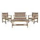 Safavieh 4-Piece Burbank Outdoor Set with Beige Cushion in Teak Brown, , large