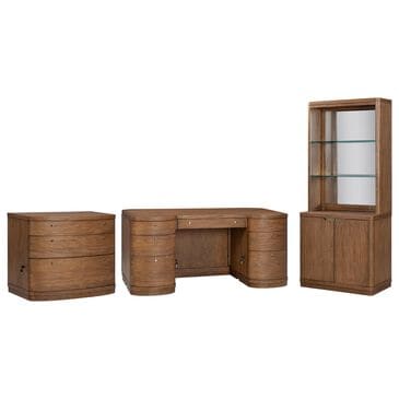Riva Ridge Caden 3-Piece Executive Desk with Bookcase and File Cabinet Set in Spiced Caramel, , large