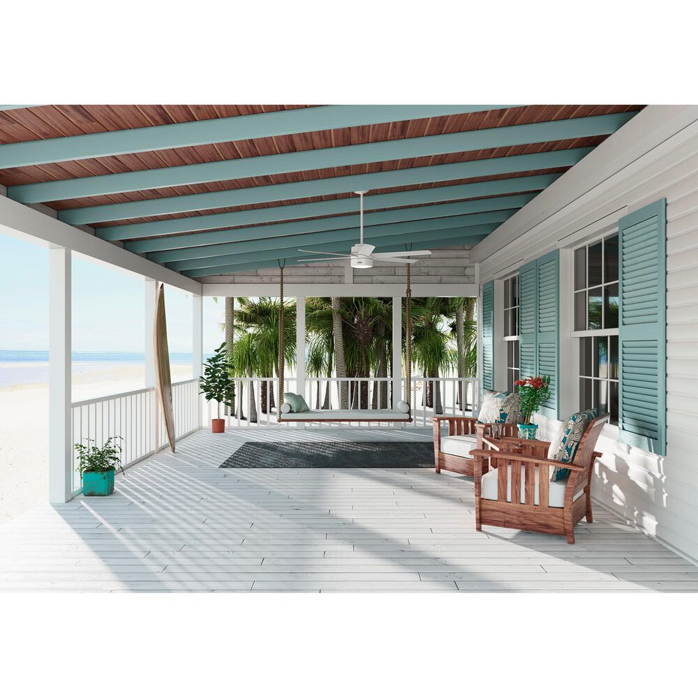 Hunter Solaria 72&quot; Outdoor Ceiling Fan with LED Light in Fresh White, , large