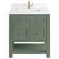 James Martin Vanities Breckenridge 30" Single Bathroom Vanity in Smokey Celadon with Single Hole 3 cm White Zeus Quartz Top and Rectangular Sink, , large