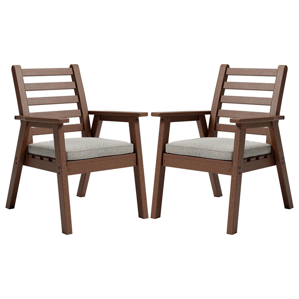 Signature Design by Ashley Emmeline Arm Chair with Beige Cushion in Brown (Set of 2), , large