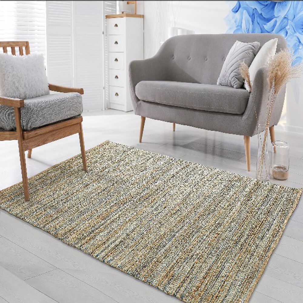 L&amp;R Resources Natural Fiber Teal 5' x 7'9" Area Rug, , large