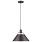 Golden Lighting Orwell 1-Light Wide Large Pendant with Rubbed Bronze Shade in Matte Black, , large