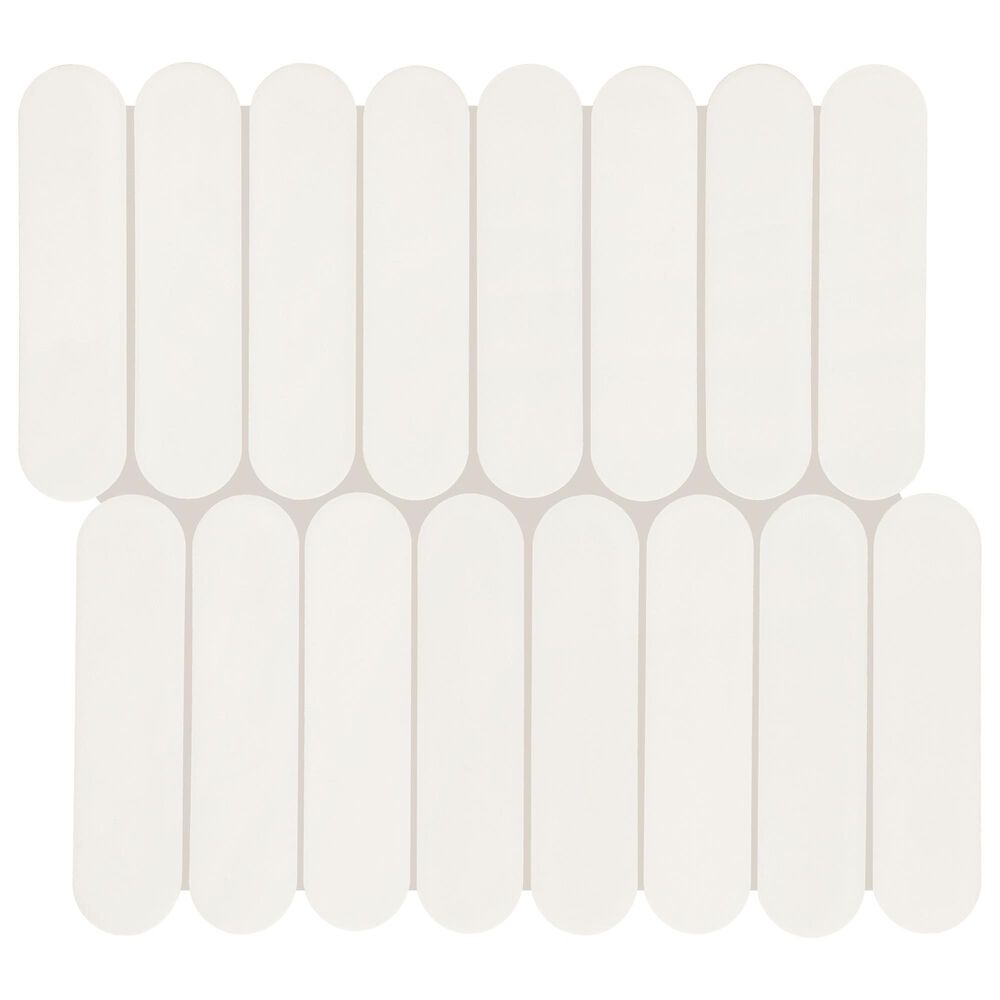 Dal-Tile Artefino Element White 1.5" x 6" Capsule on 12" x 13" Porcelain Mosaic Sheet, , large