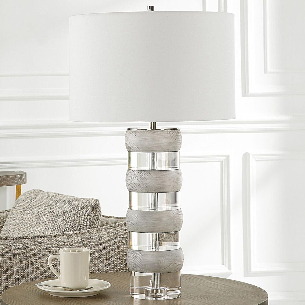 Uttermost Band Together Table Lamp in White Crystal and Brushed Nickel, , large