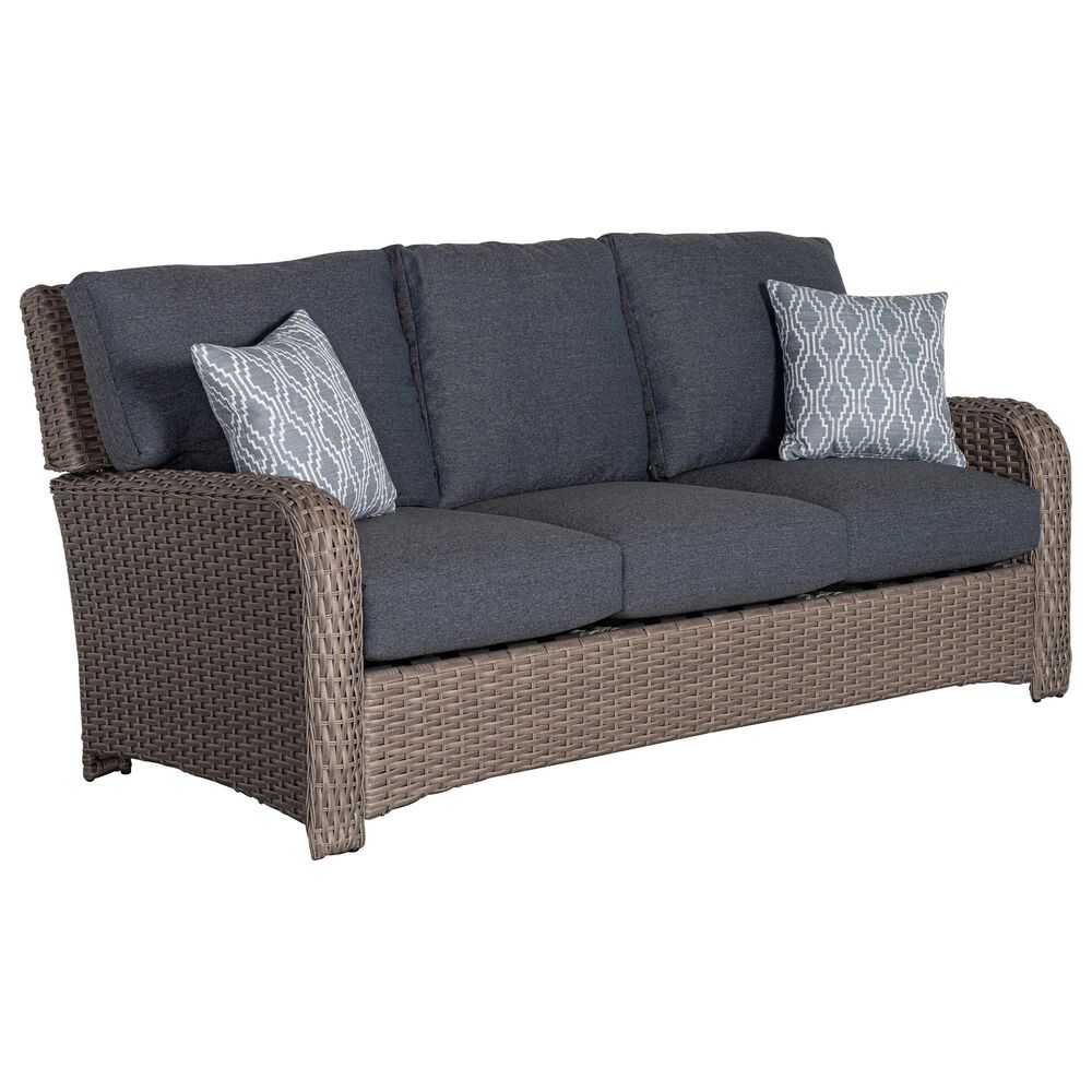 Serenity Saint Tropez Stationary Outdoor Sofa in Rumba Marine and Stone, , large