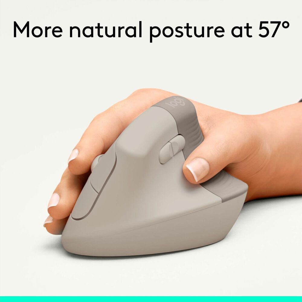 Logitech Lift Vertical Wireless Ergonomic Mouse in Sand, , large