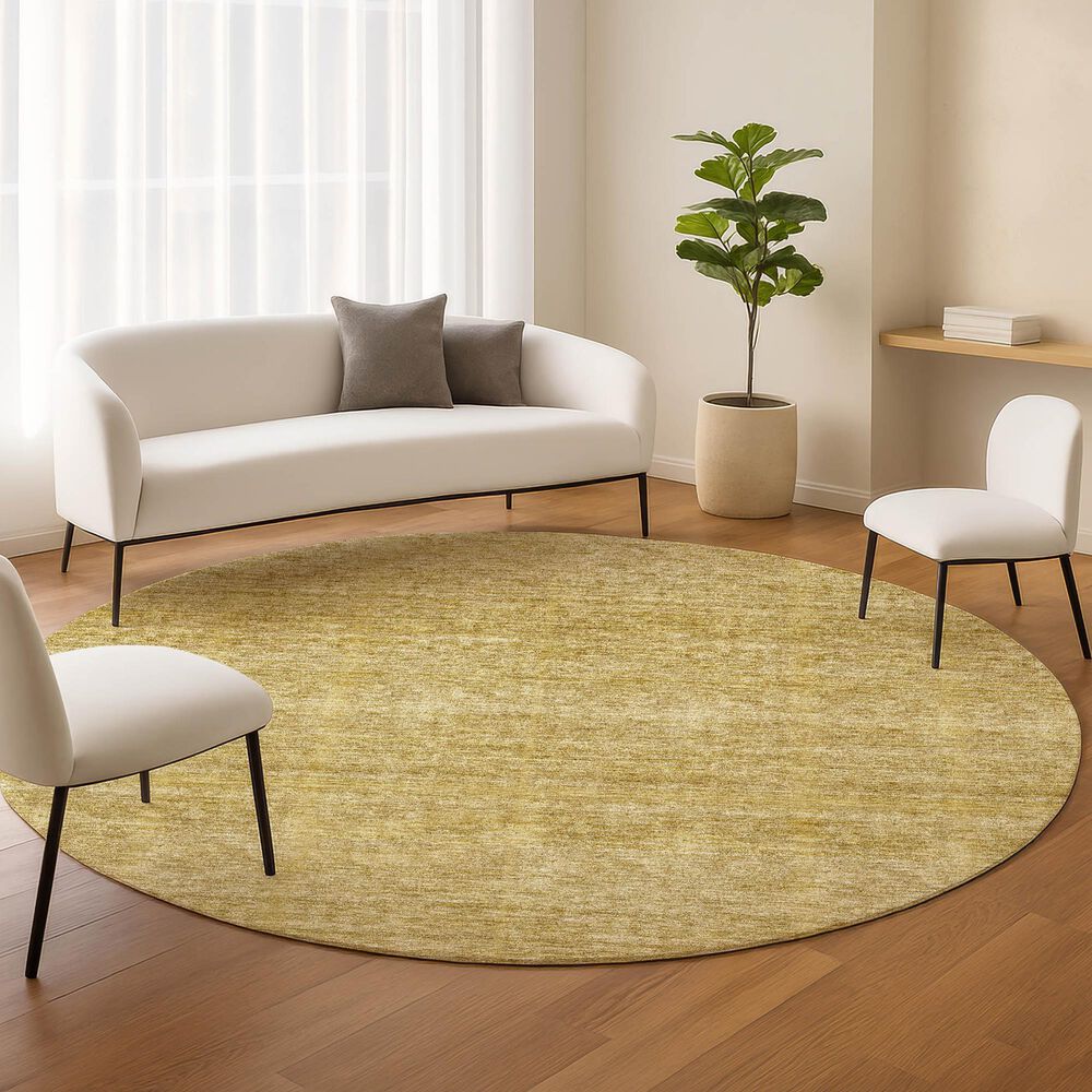 Dalyn Rug Company Soft Essentials Solid Gold 8' Round Indoor/Outdoor Area Rug, , large