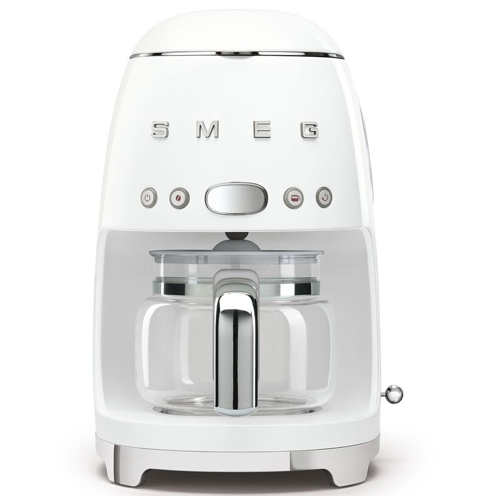 Smeg 47.34 Oz Drip Coffee Maker in White and Polished Chrome, , large