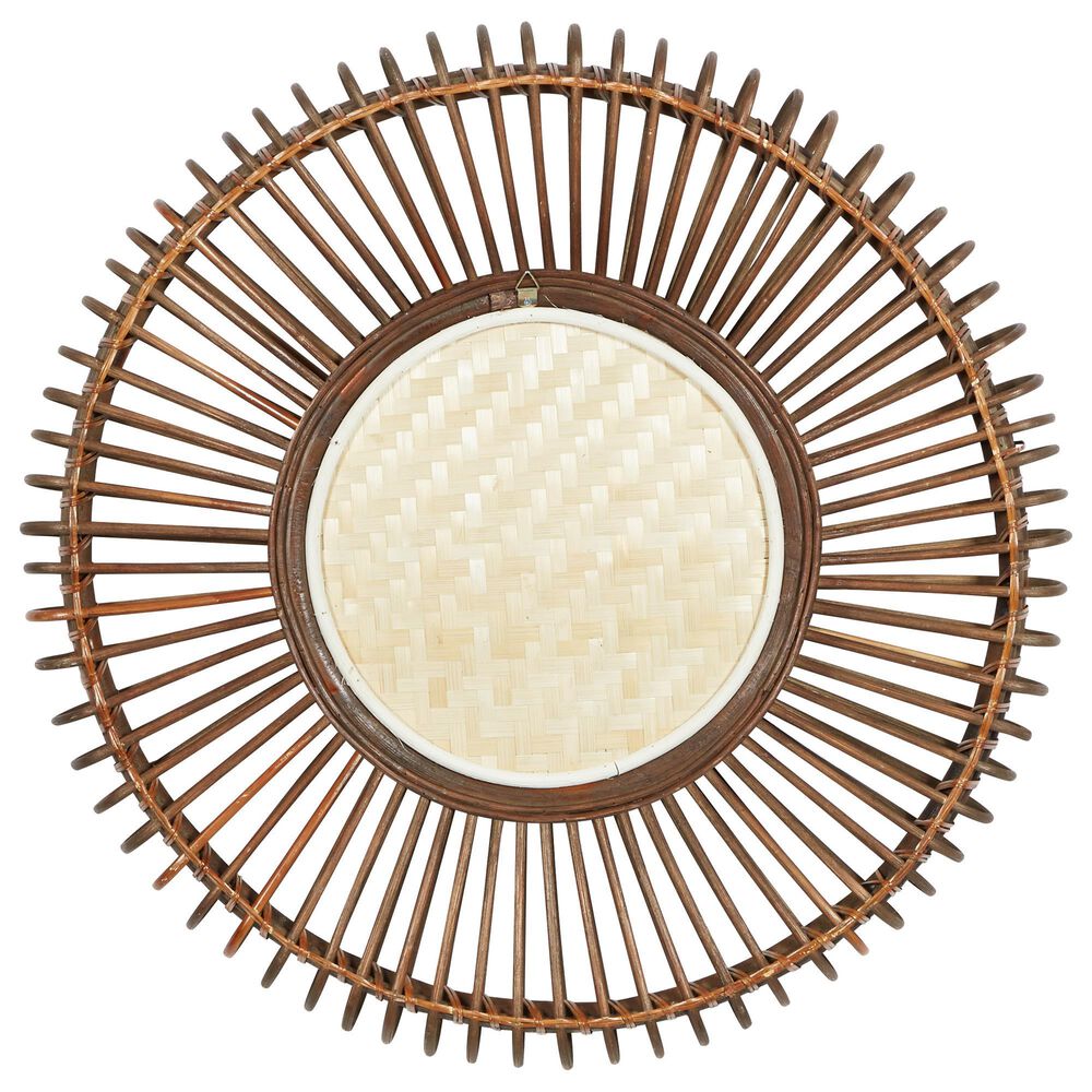 Maple and Jade 30&quot; Round Wall Mirror in Matte Brown, , large