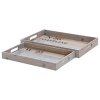 Maple and Jade Coastal Wood Trays in Brown (Set of 2)