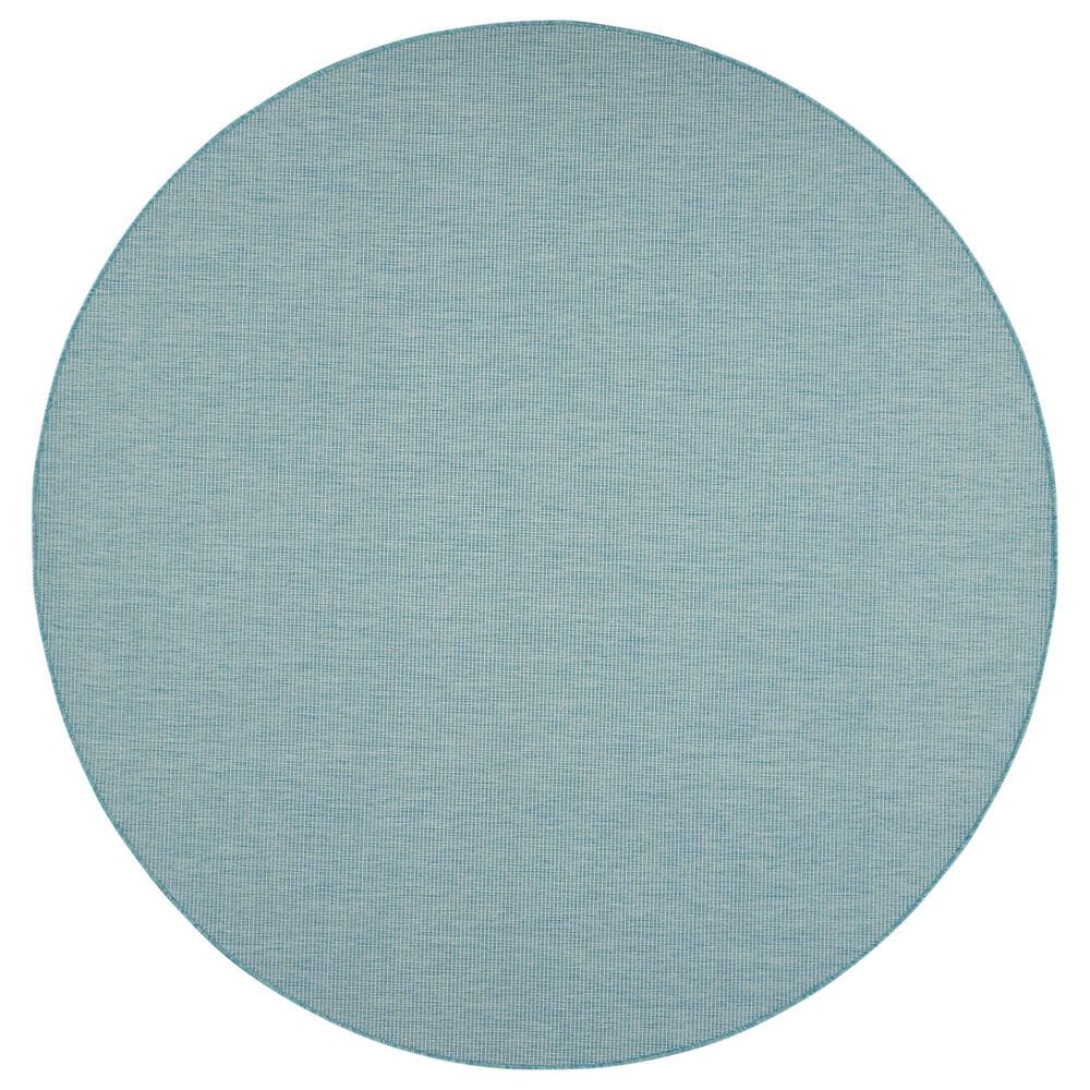 Nourison Positano 8&#39; Round Aqua Indoor/Outdoor Area Rug, , large