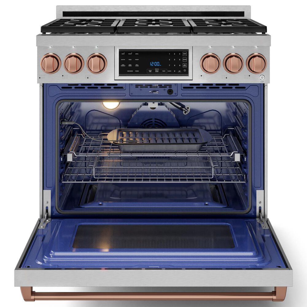 THOR KITCHEN Gordon Ramsay 6 Cu. Ft. 36&quot; Professional Natural Gas Range with Rose Gold Handle Kit in Stainless Steel, , large