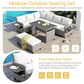 HOMLUX 5-Piece Outdoor Conversation Set with 2 Extendable Side Tables and Gray Rattan in White, , large